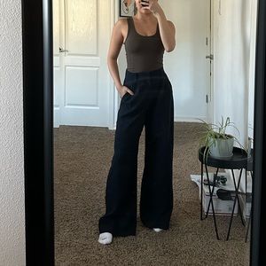 A&F Dark Navy Tailored Wide Leg Pant
